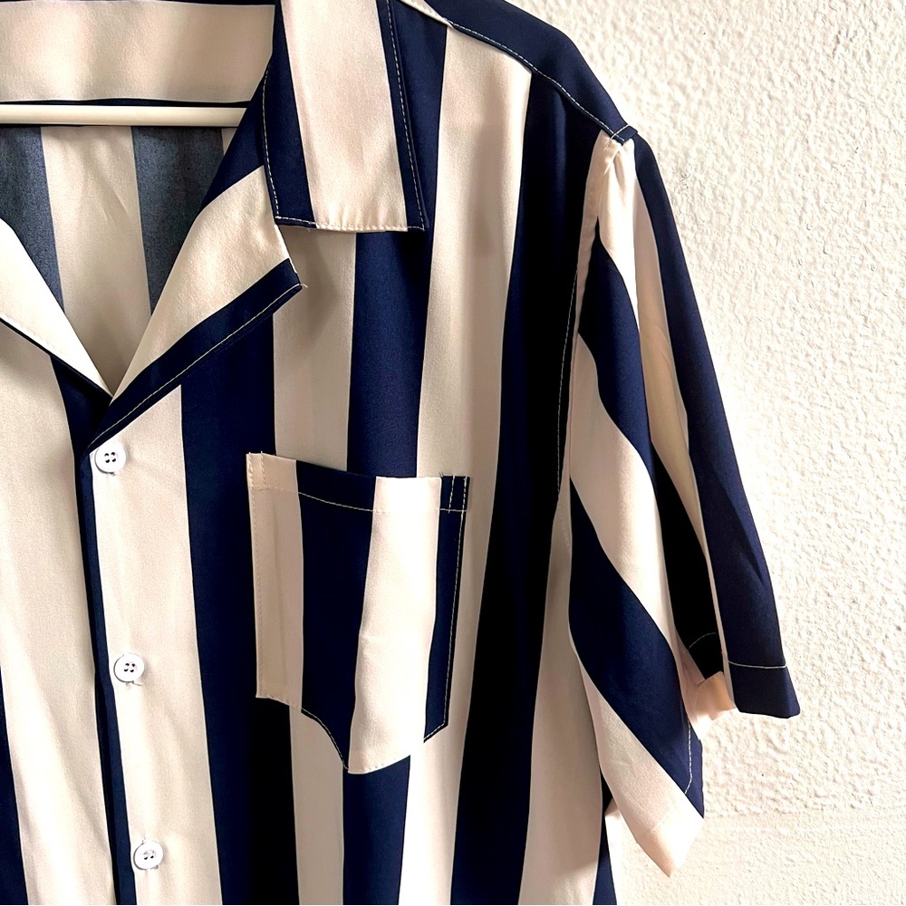 Striped Short Sleeve Polo size XL by Shein